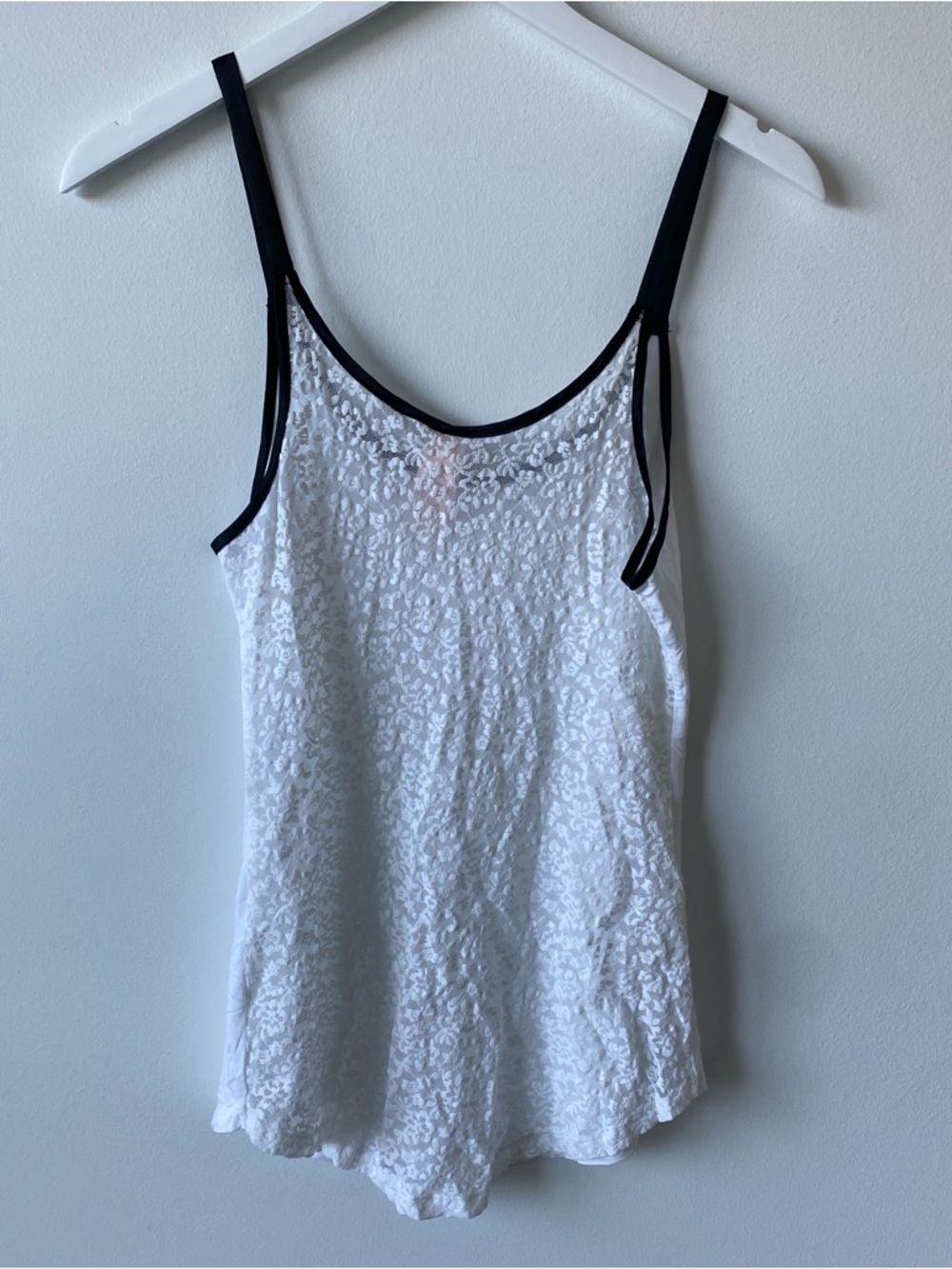 Victoria’s Secret White Lace Cami Tank with Black Trim
